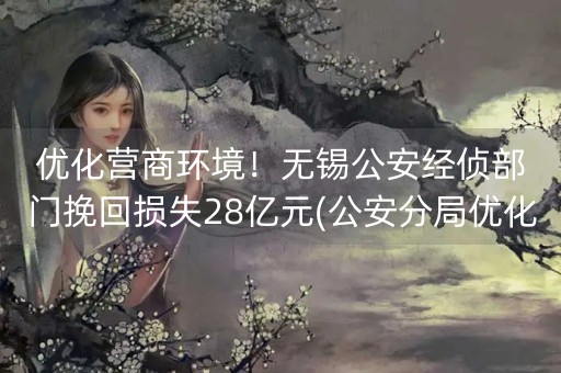 优化营商环境！无锡公安经侦部门挽回损失28亿元(公安分局优化法治化营商环境总结)-第1张图片-女性汇